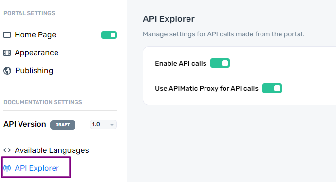 APIMatic Portal API Console Calls