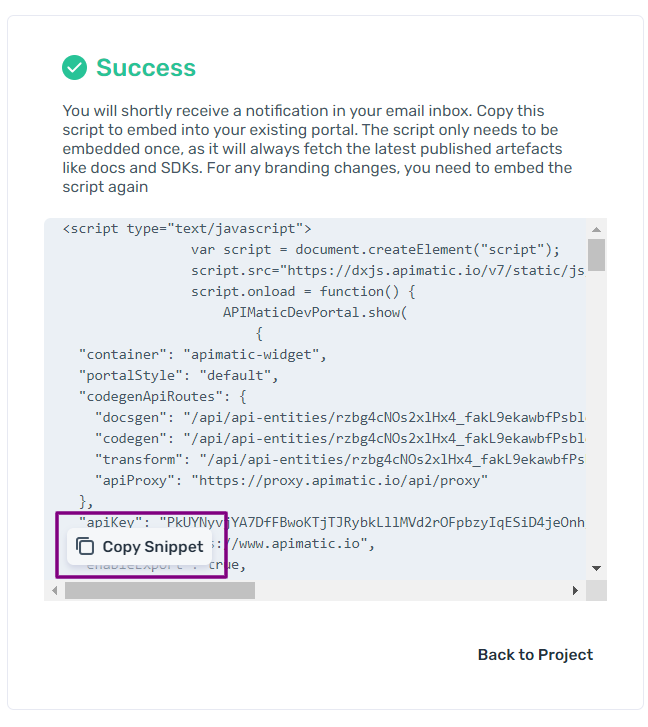 APIMatic Portal Embed