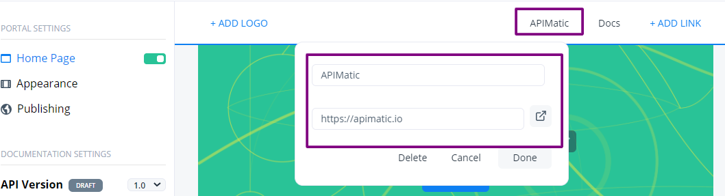 APIMatic Editor Link