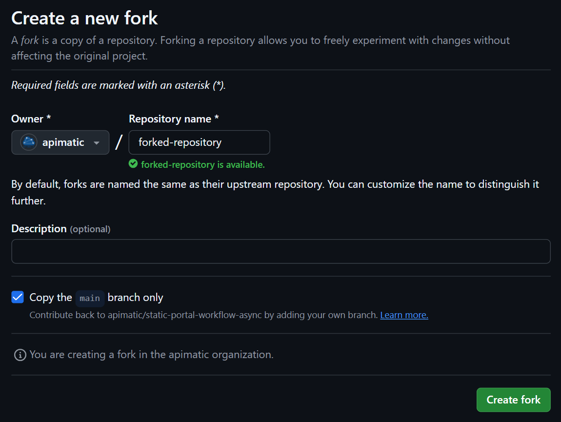 fork repository