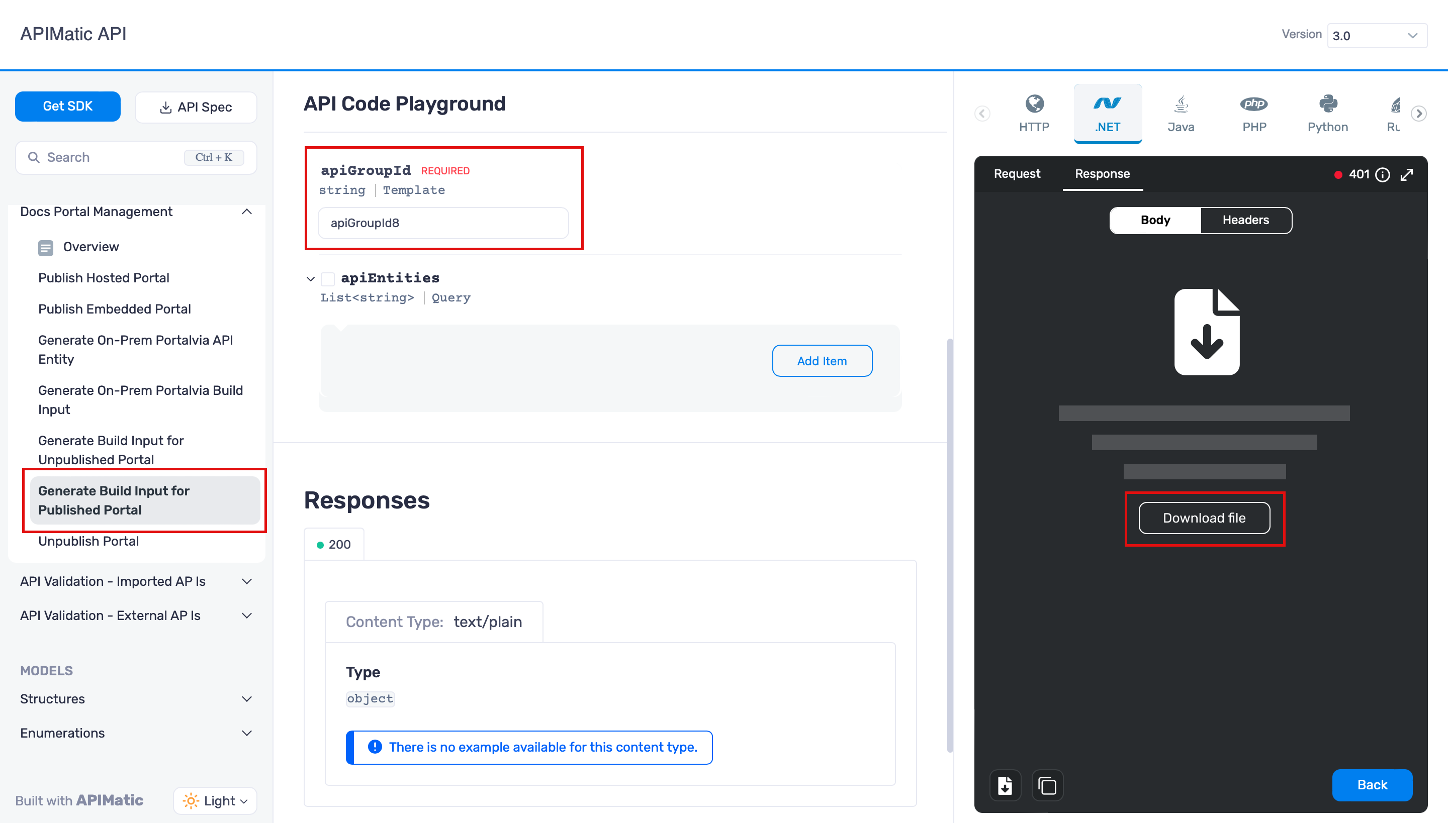 Paste Key in endpoint