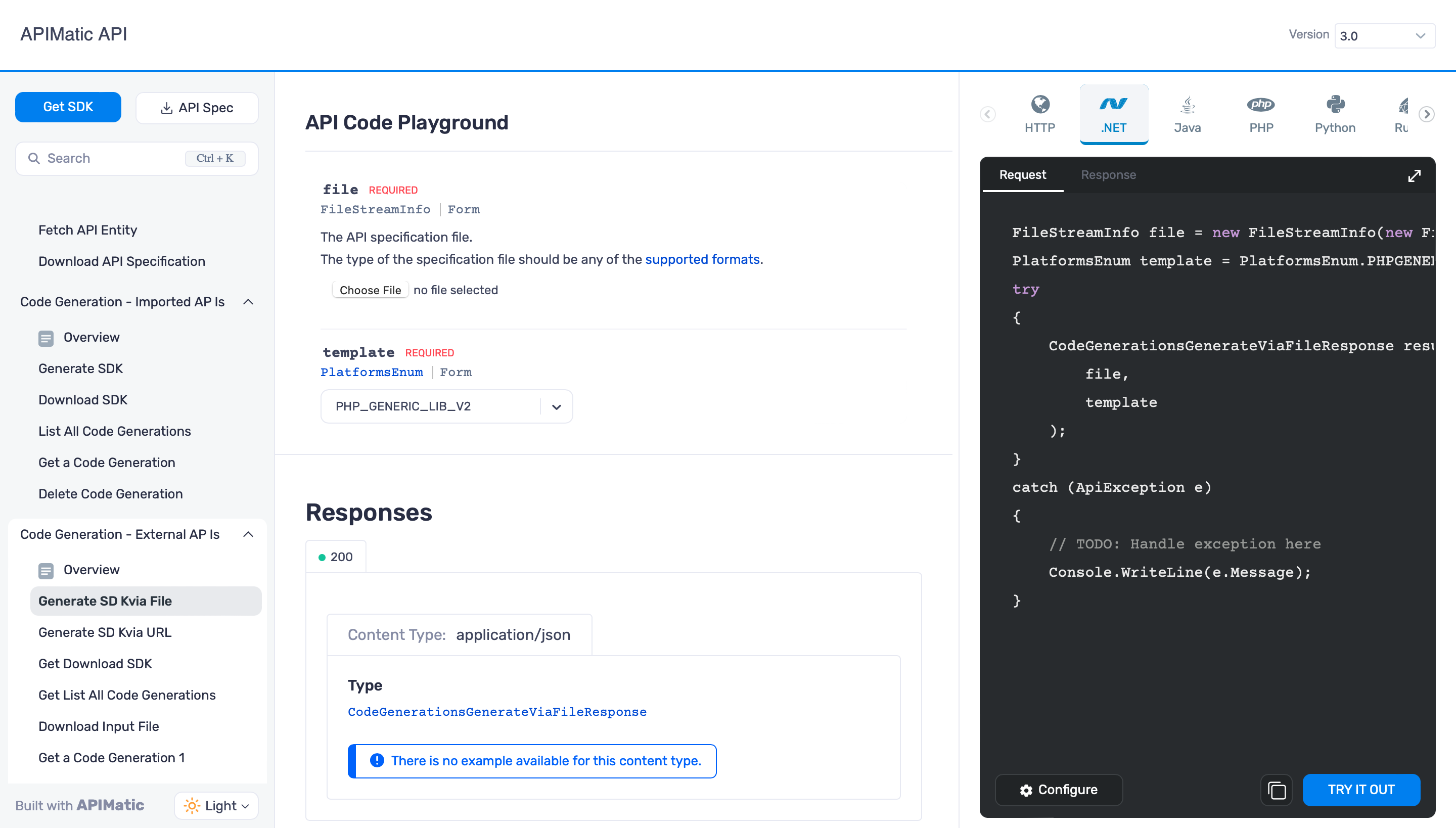 Generate SDK via File