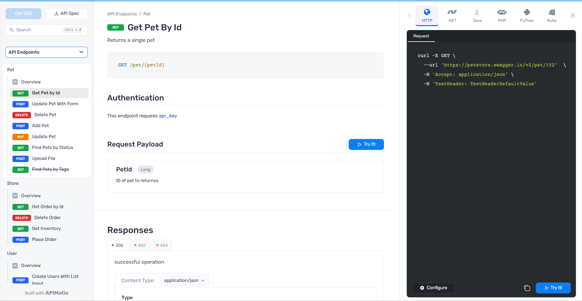 Legacy inline API playground layout