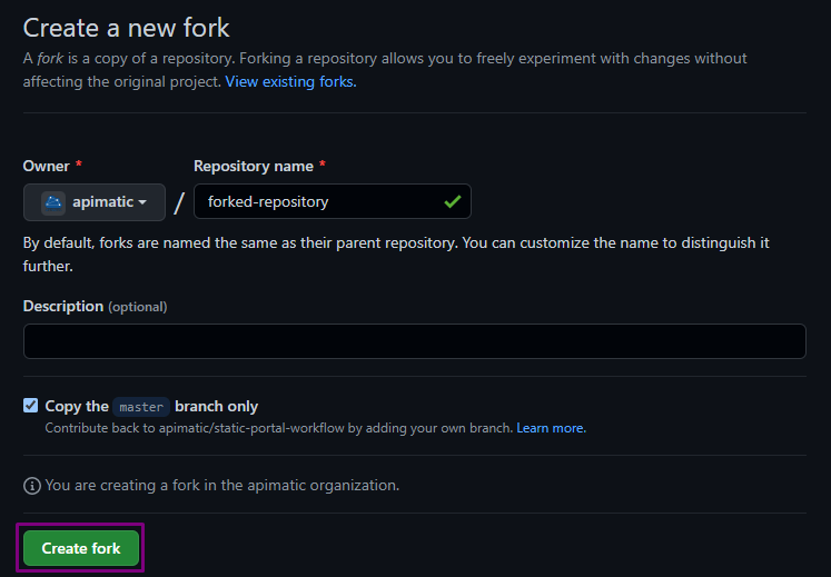 fork repository