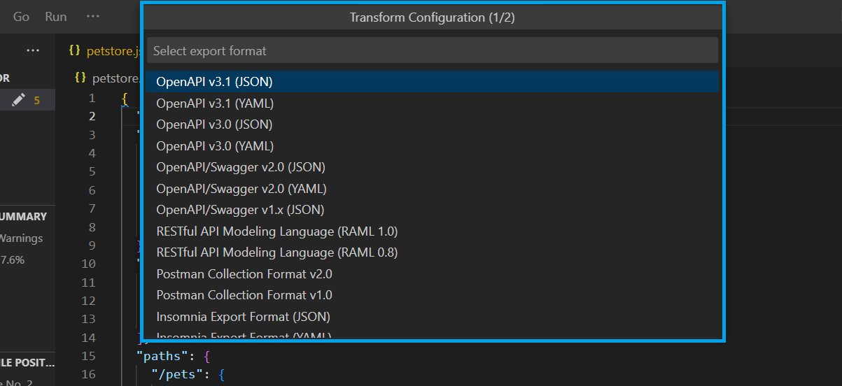 Transform Spec Format