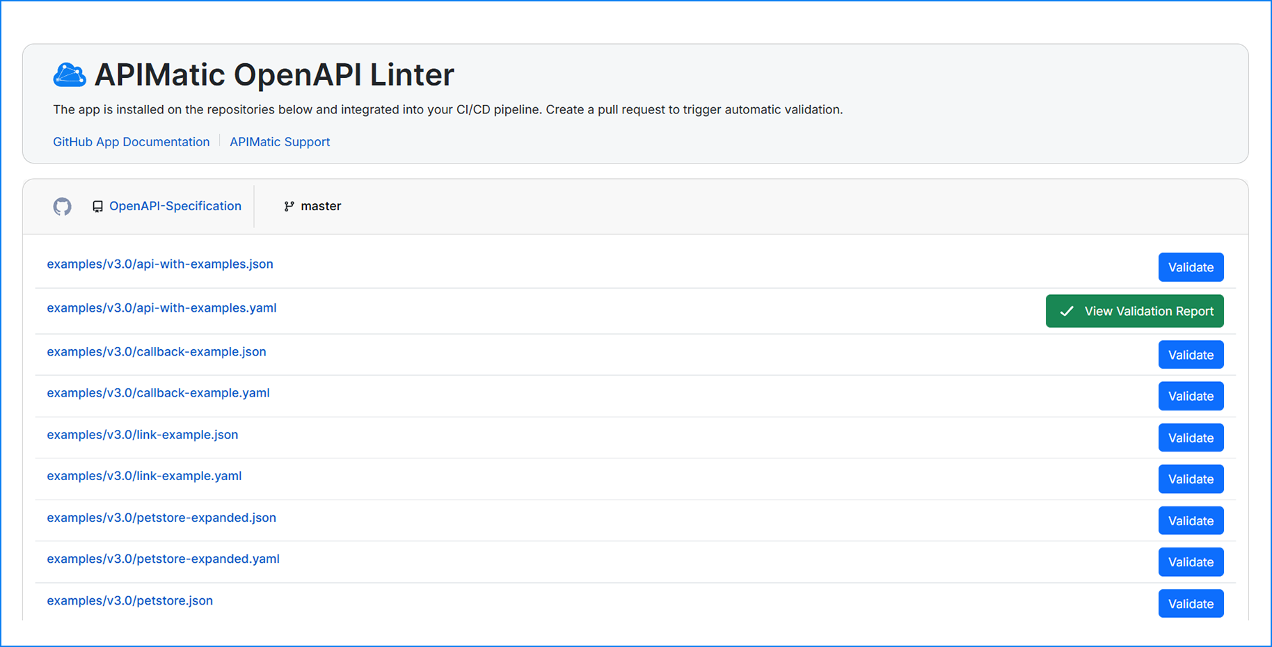 Validation Dashboard