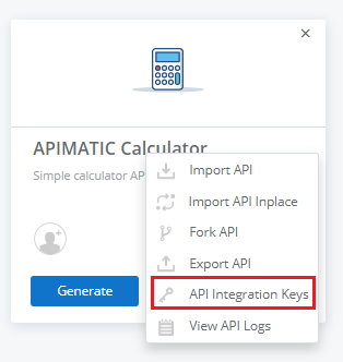 View API Integration Key