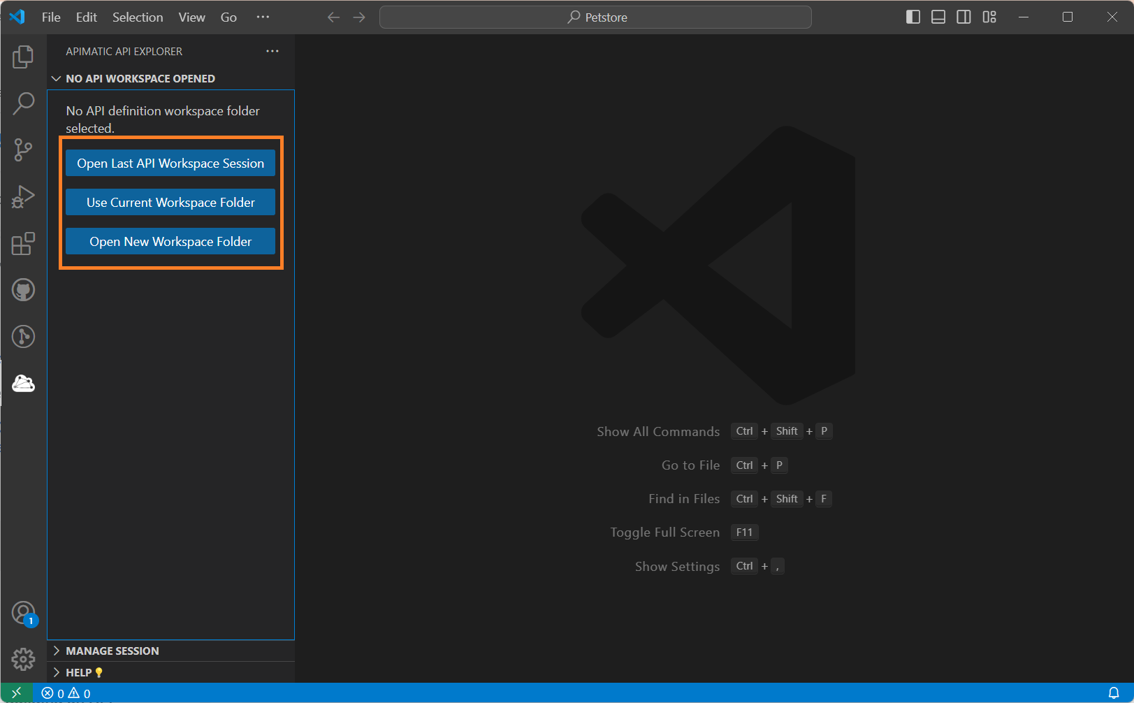 API Workspace Options