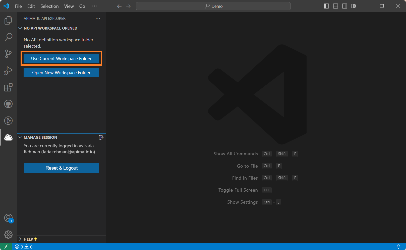 Use Current Folder Workspace