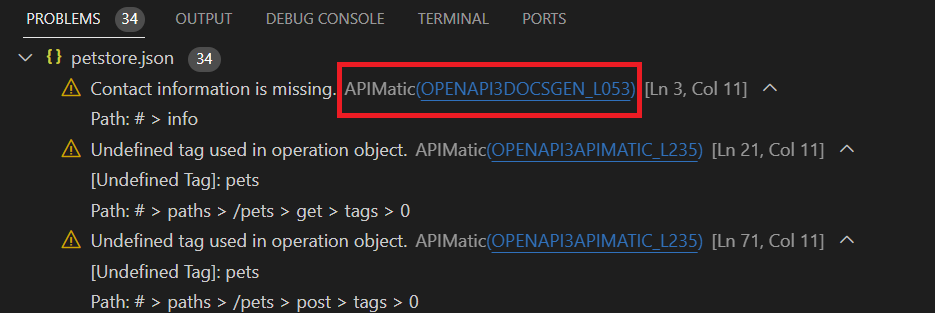 Problems View code