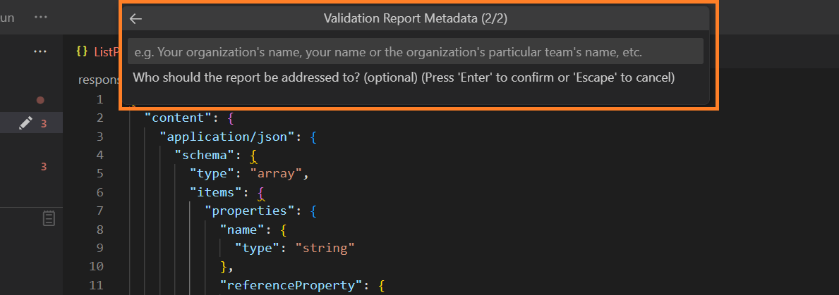 Validation Report Addressee