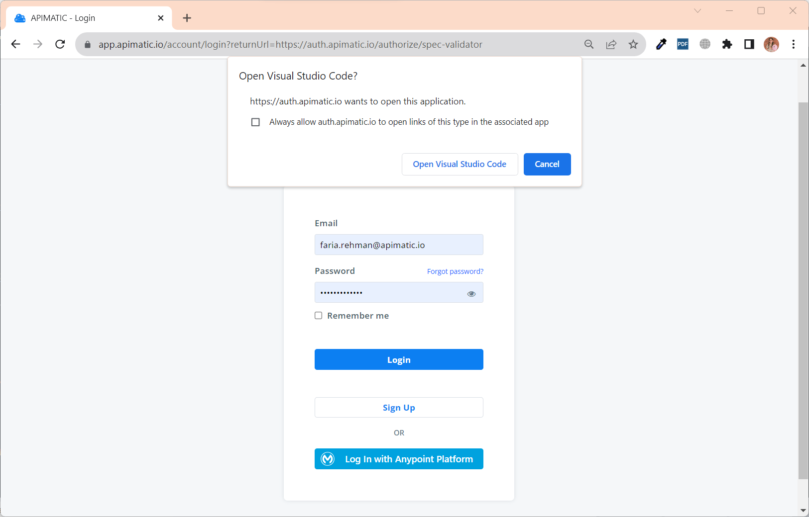 Successful Login Redirect